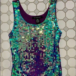 Iridescent Sequin Knit Tank Top (M)